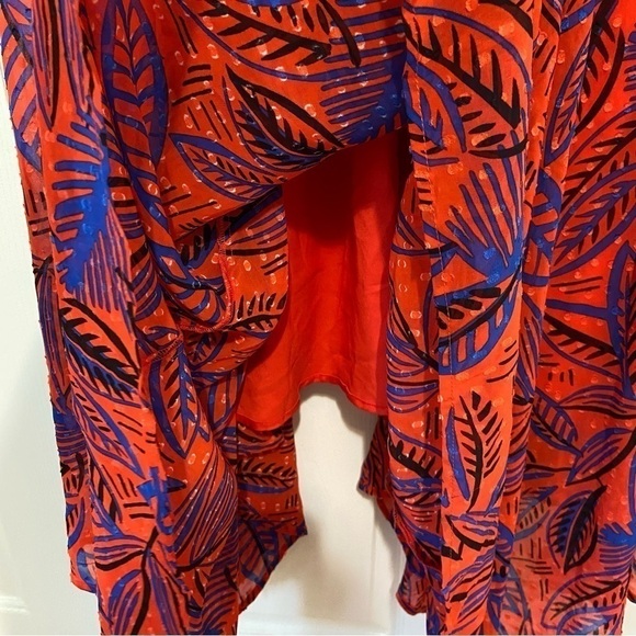 Alexis NWT handkerchief Red and Blue Floral Midi Dress Size 3X - Picture 9 of 16